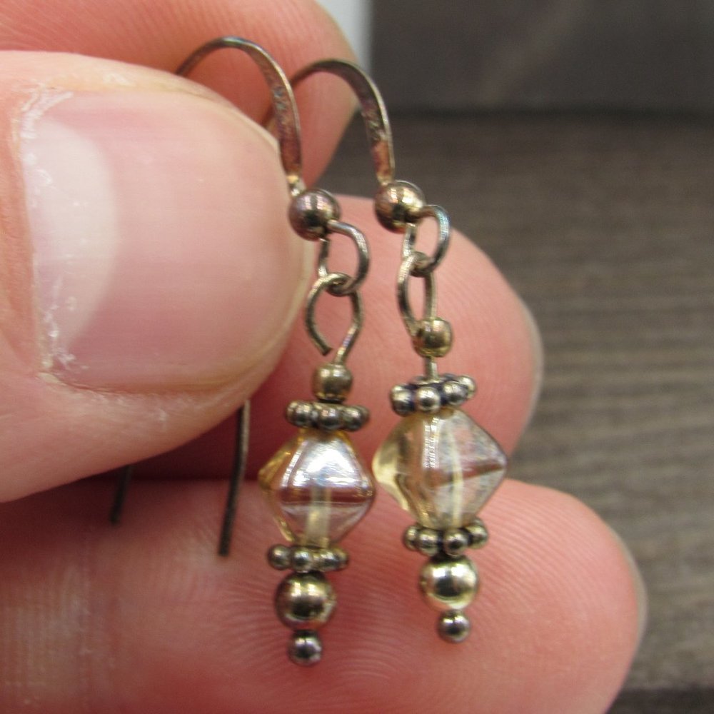 Sterling Silver Unknown Material Dangle Earrings - image 1